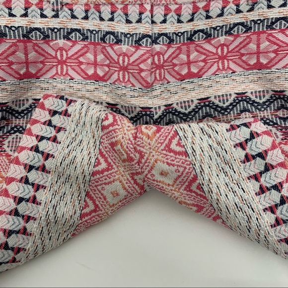 Dalia Woven Boho Tribal Aztec Cotton Shorts Pink White Multicolored Size 2 - Picture 4 of 14